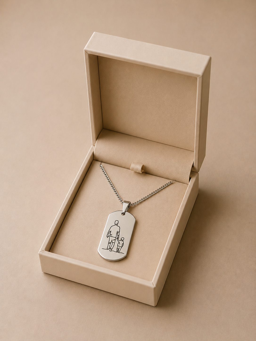 Colar Placa Silhueta Pai e Filhos 925