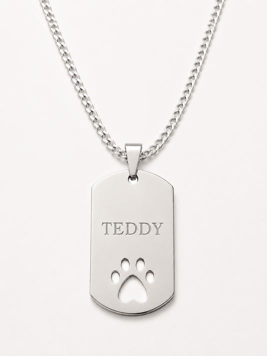 Colar Placa Pai de Pet Prata 925