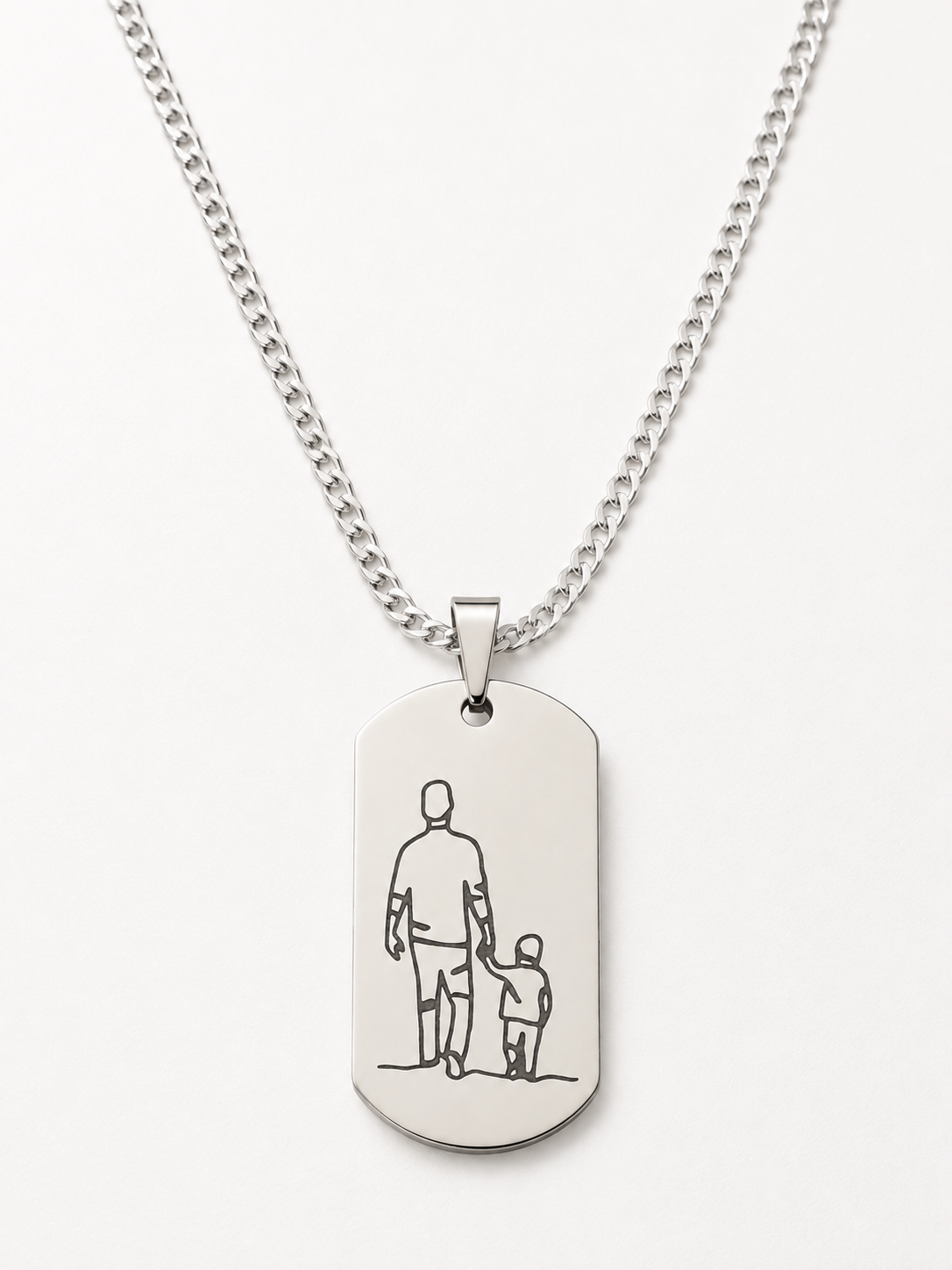 Colar Placa Silhueta Pai e Filhos 925