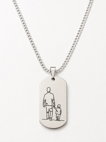 Colar Placa Silhueta Pai e Filhos 925