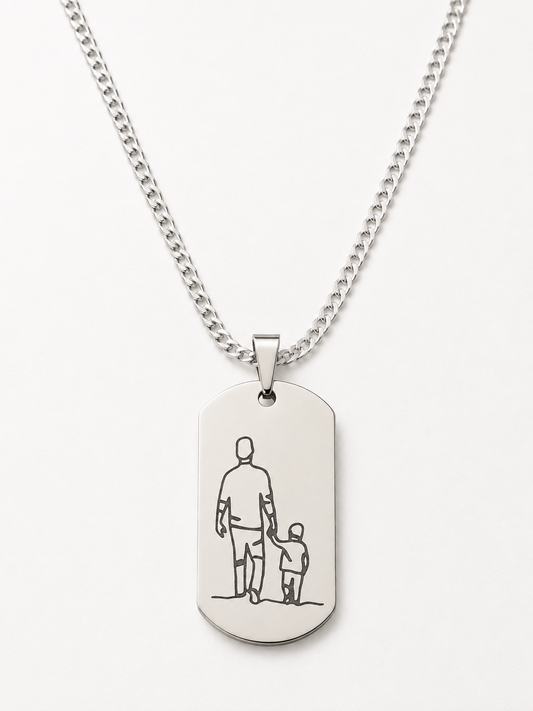 Colar Placa Silhueta Pai e Filhos 925