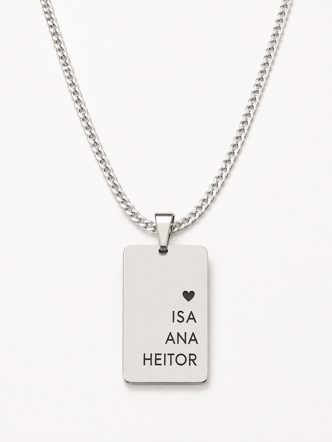Colar Placa Nome Filhos Prata 925