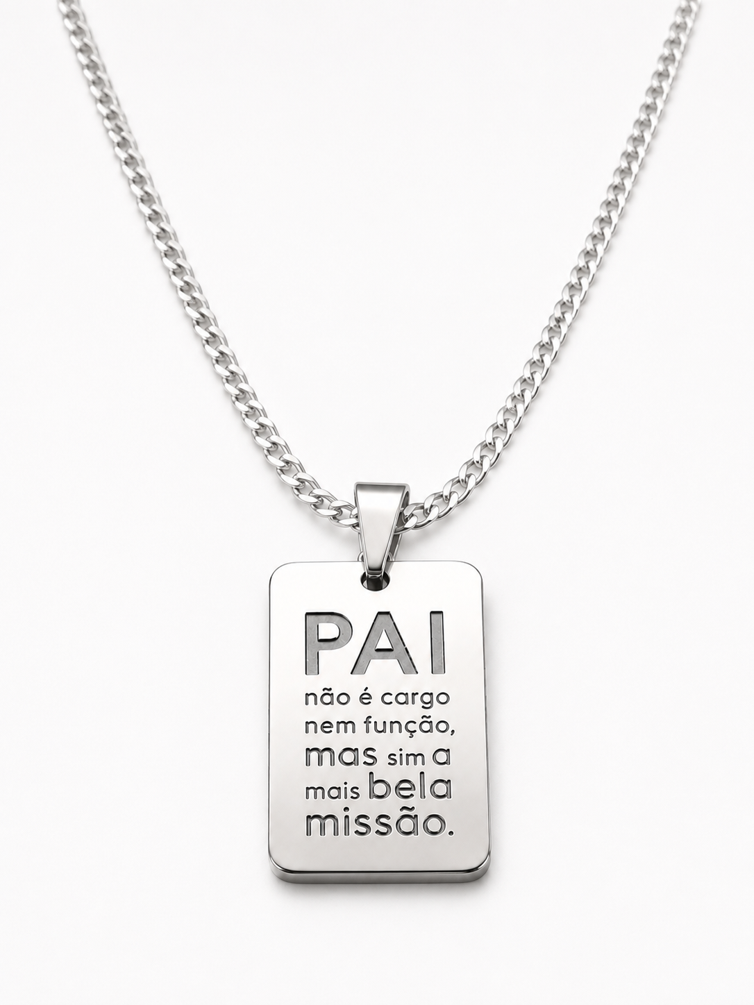 Colar Placa Pai Não é Cargo Prata 925