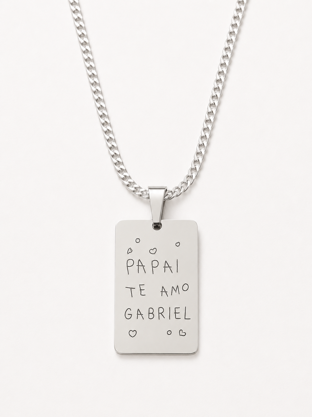 Colar Placa Gravação Prata 925