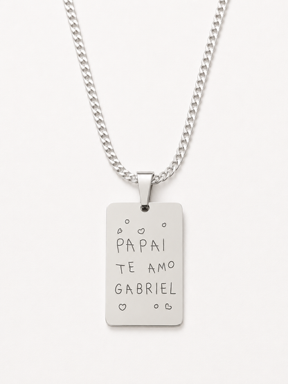 Colar Placa Gravação Prata 925