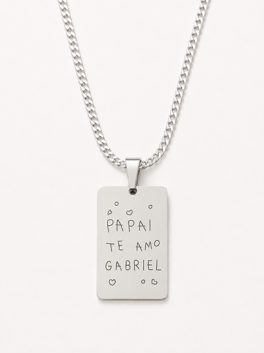 Colar Placa Gravação Prata 925