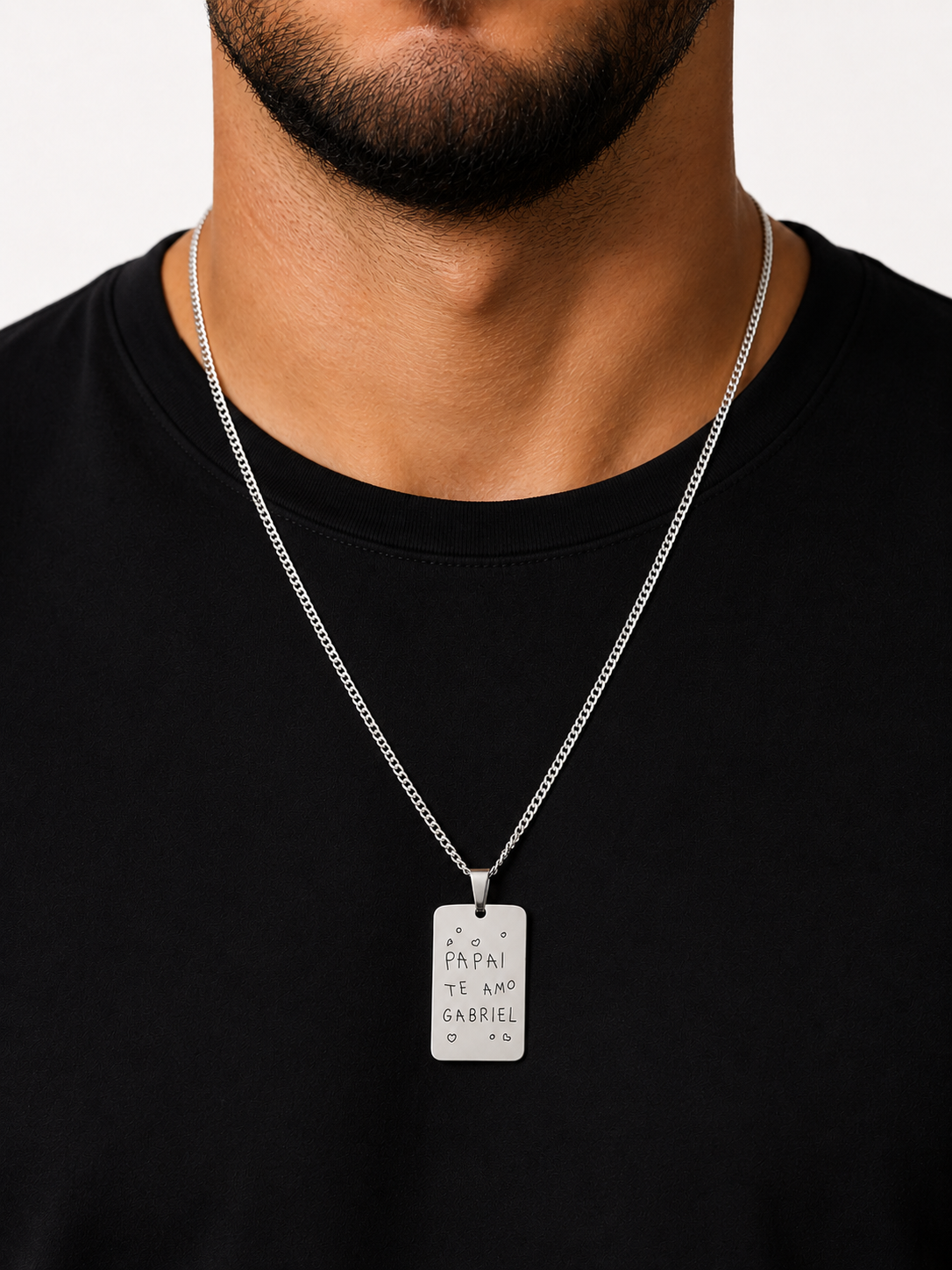 Colar Placa Gravação Prata 925