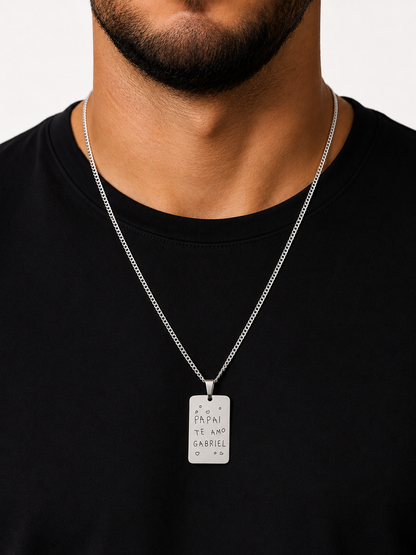 Colar Placa Gravação Prata 925
