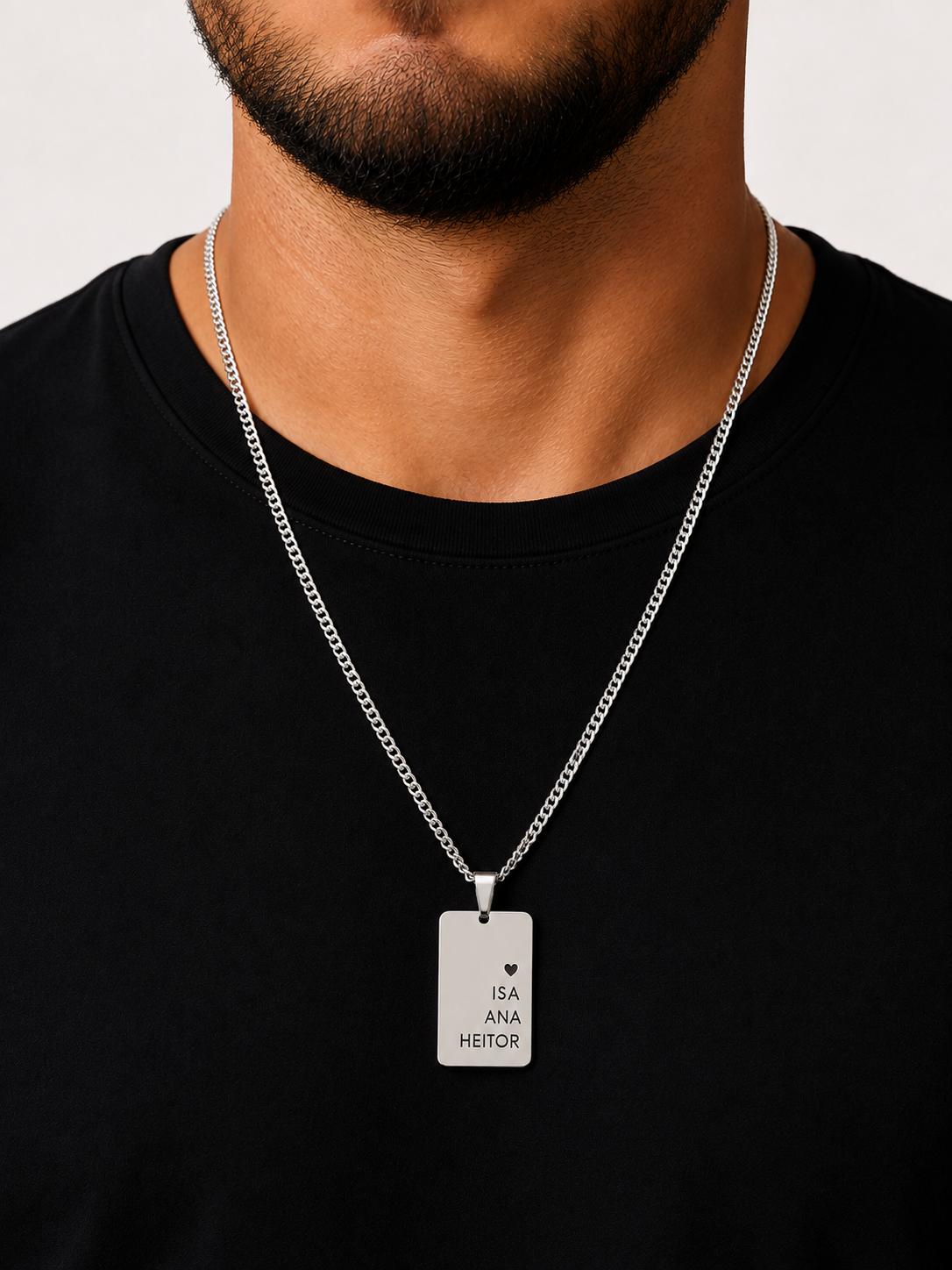 Colar Placa Nome Filhos Prata 925