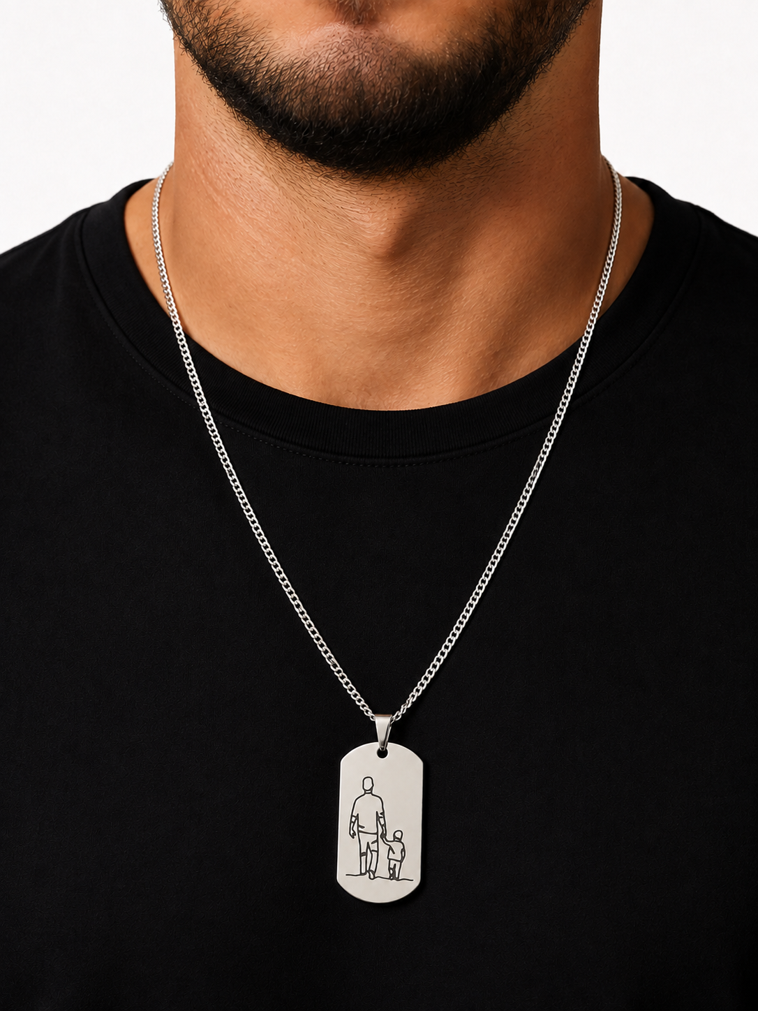Colar Placa Silhueta Pai e Filhos 925