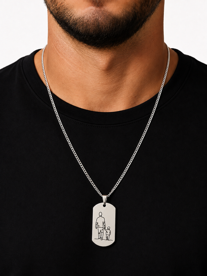 Colar Placa Silhueta Pai e Filhos 925