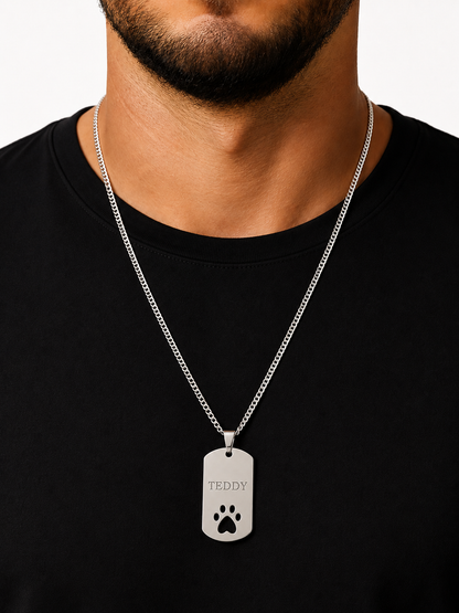 Colar Placa Pai de Pet Prata 925