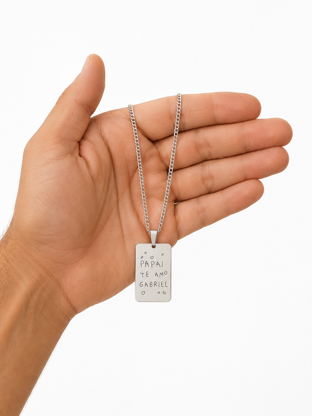 Colar Placa Gravação Prata 925