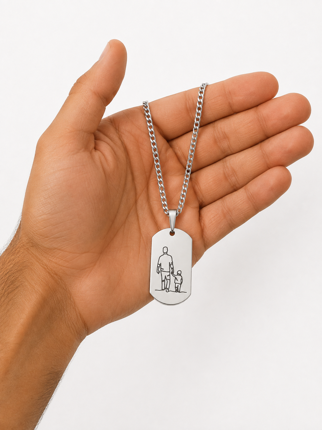 Colar Placa Silhueta Pai e Filhos 925