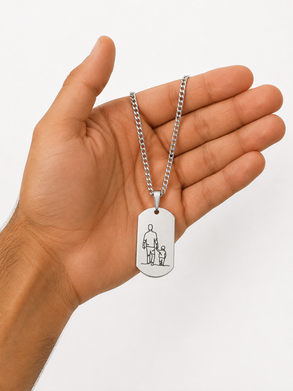 Colar Placa Silhueta Pai e Filhos 925