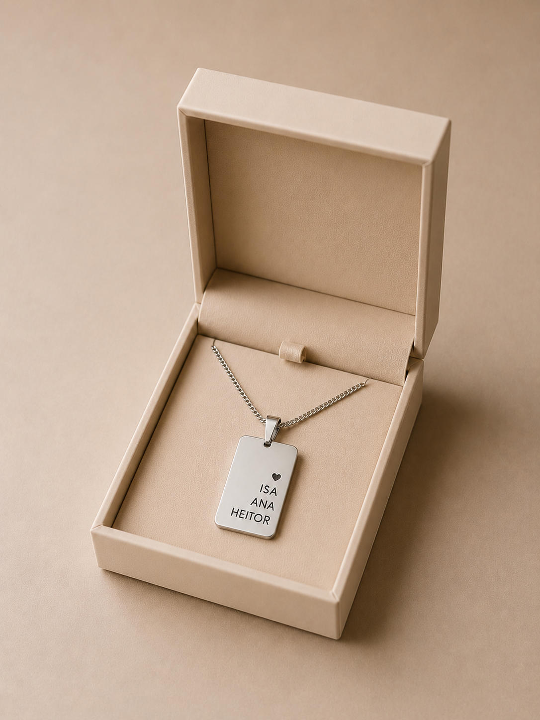 Colar Placa Nome Filhos Prata 925