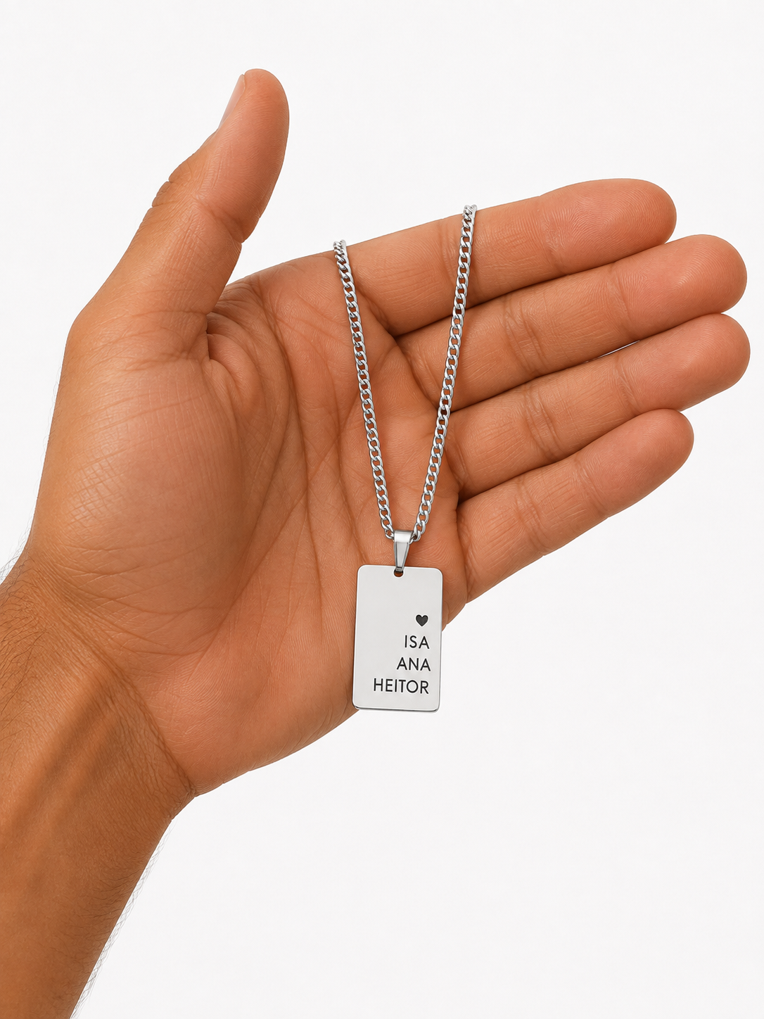 Colar Placa Nome Filhos Prata 925