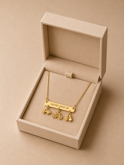 Colar Plaquinha Personalizado Never Give Up - Mari