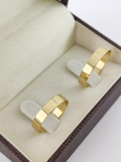 Aliança de Casamento Tradicional Reta em Ouro 4mm