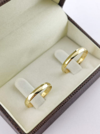 Aliança de Casamento Tradicional Meia Cana em Ouro 3mm