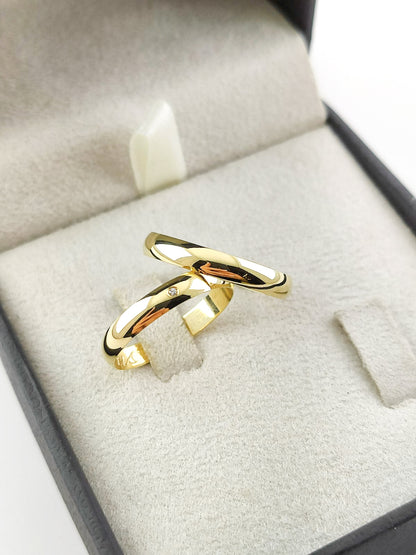 Aliança de Casamento Meia Cana em Ouro 3mm