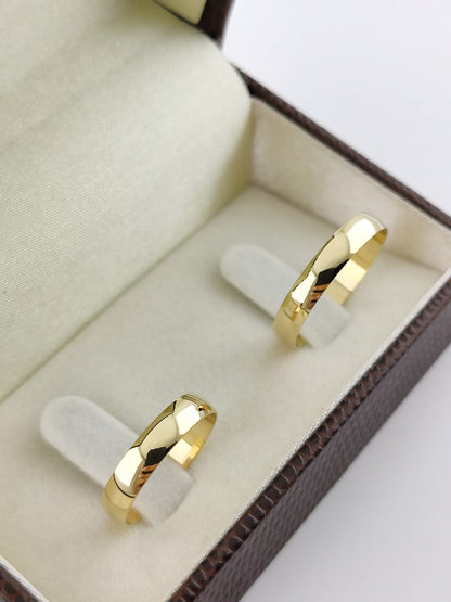 Aliança de Casamento Tradicional Meia Cana em Ouro 3.5 mm