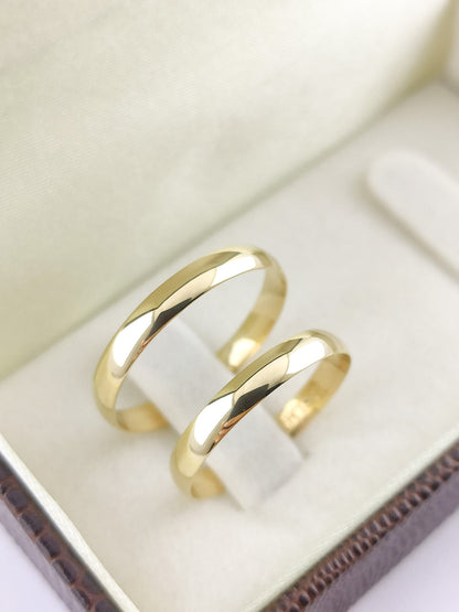 Aliança de Casamento Tradicional Meia Cana em Ouro 3mm