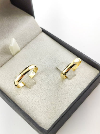 Aliança de Casamento Meia Cana em Ouro 3mm