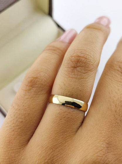 Aliança de Casamento Tradicional Meia Cana em Ouro 3.5 mm