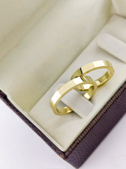 Aliança de Casamento Reta em Ouro 3mm Polida
