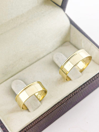 Aliança de Casamento Reta em Ouro 6mm com Friso