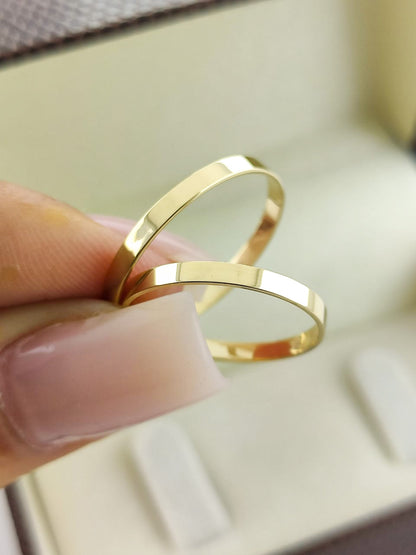 Aliança de Casamento Fina Tradicional em Ouro 2mm