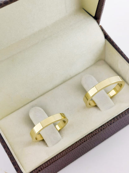 Aliança de Casamento Reta em Ouro 3mm Polida