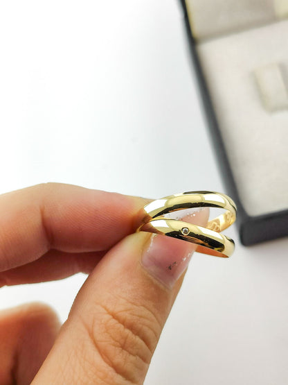 Aliança de Casamento Meia Cana em Ouro 3mm