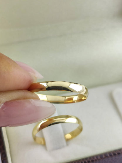 Aliança de Casamento Tradicional Meia Cana em Ouro 3mm