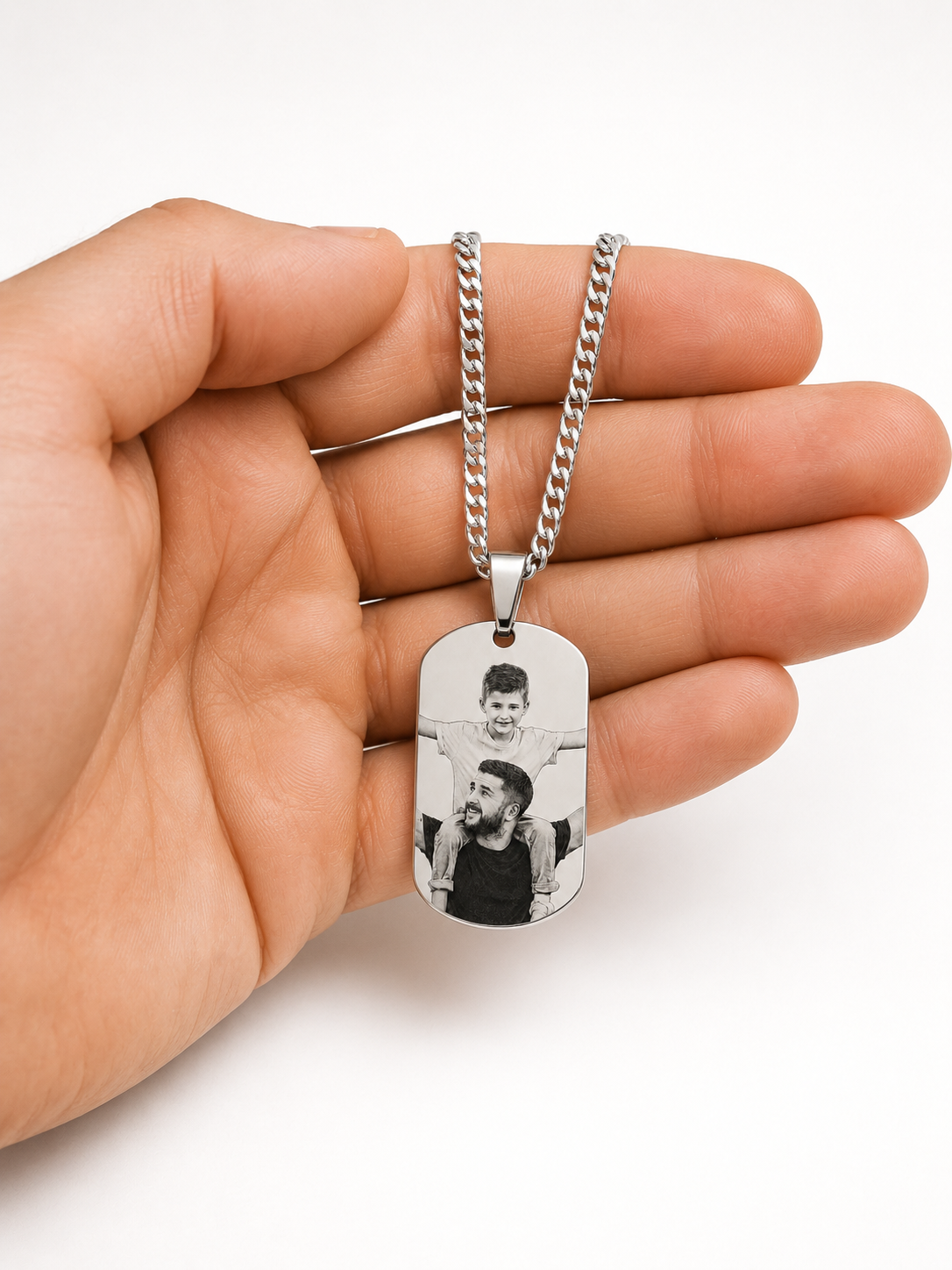Colar Placa Gravação Foto Prata 925