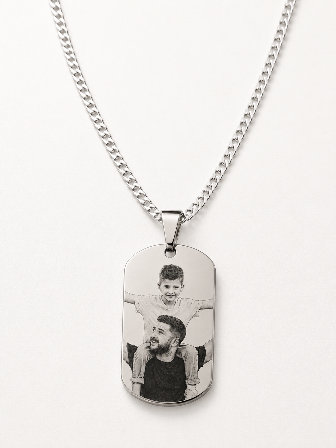 Colar Placa Gravação Foto Prata 925
